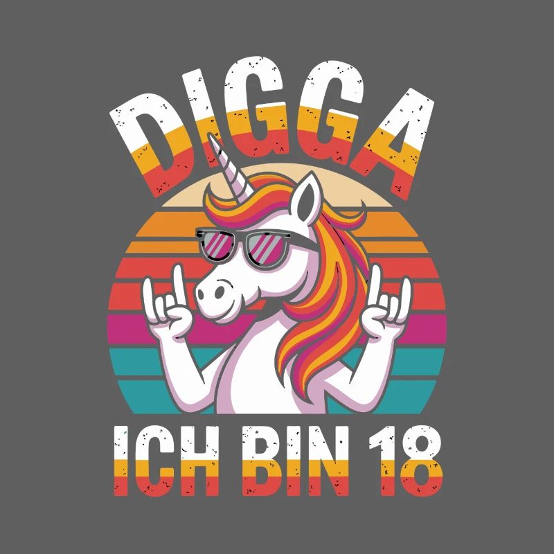  Digga Ich Bin 18 Einhorn Retro Geburtstag Spruch