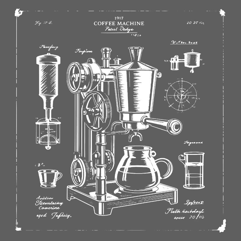 Retro-Espressomaschine-Blaupause