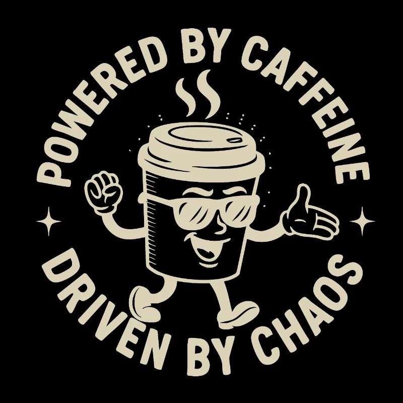 Powered by Caffeine, Driven by Chaos Kaffee Spruch