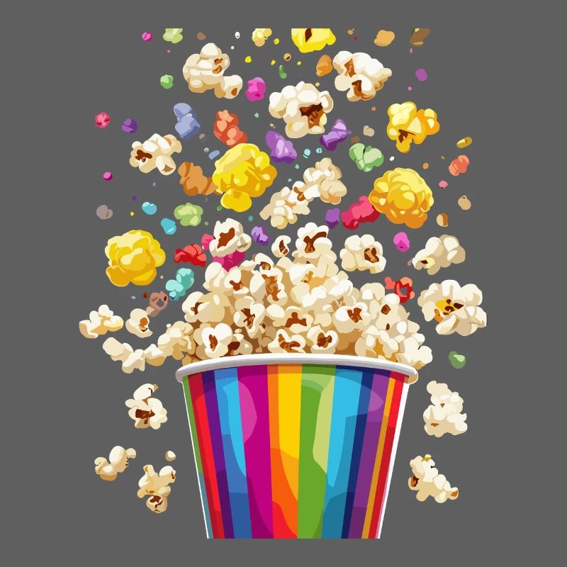 Explosion de pop-corn coloré de tasse arc-en-ciel