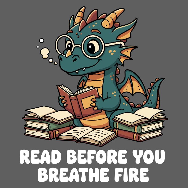 Book Dragon Reading Instead of Fire