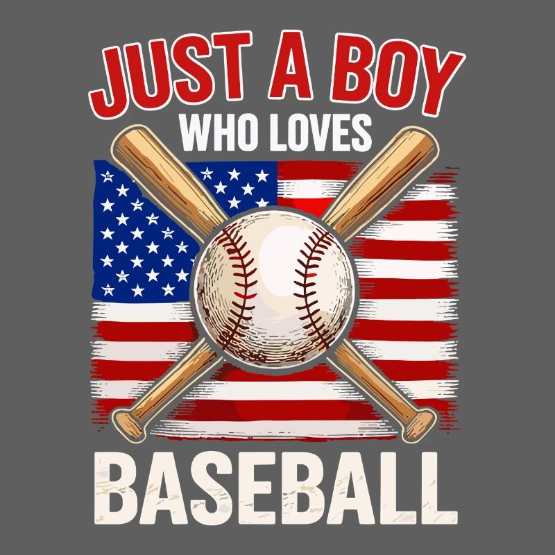 Garçon adore le baseball et le drapeau
