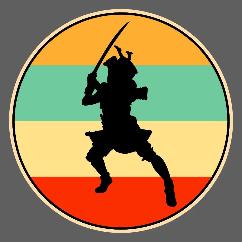 Samurai Warrior Retro Sunset Vintage-Silhouette