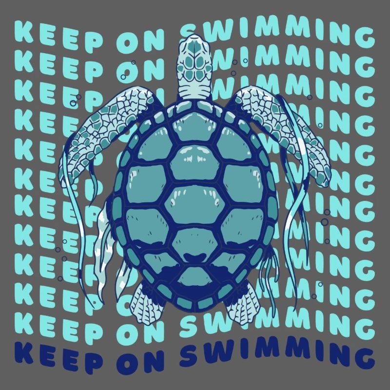 Keep On Swimming Sea Turtle Retro Graphic