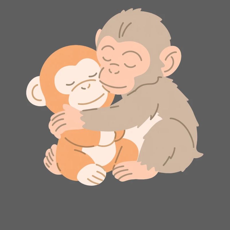 Hugging Monkeys Embrace