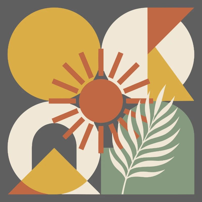 Boho-abstrakter geometrischer botanischer Sonnenstrahl