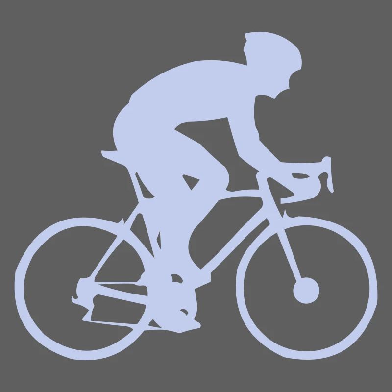 Cyclist silhouette in pastel blue