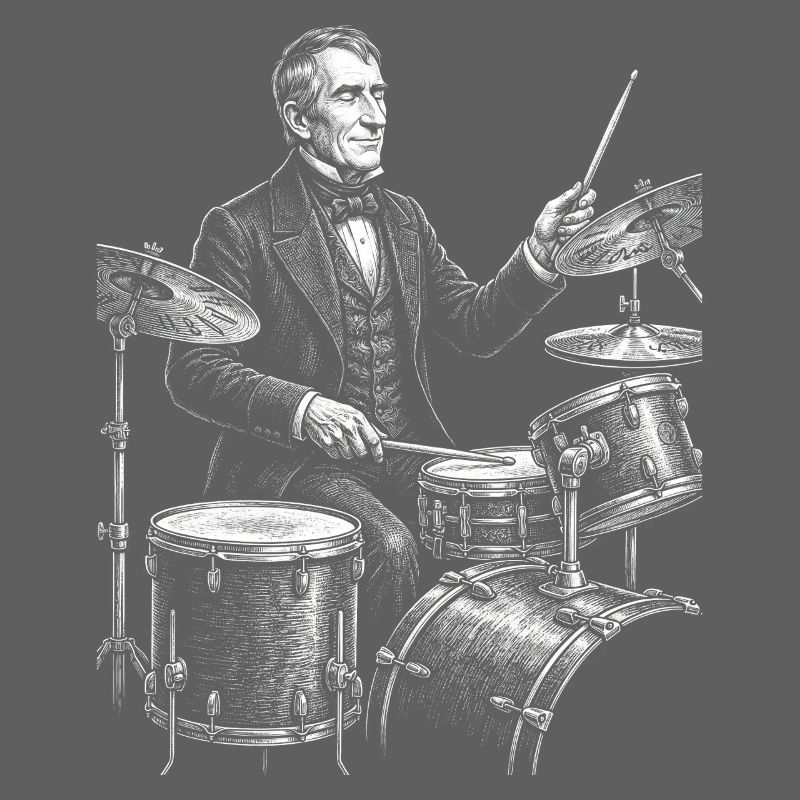 William Henry Harrison plays drums