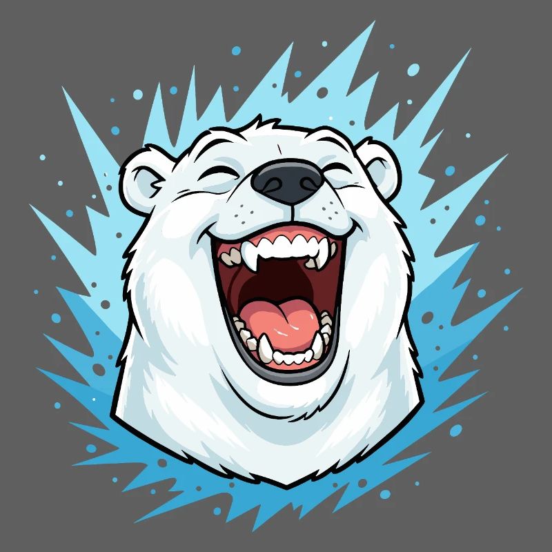 Laughing Polar Bear in Blue Lightning