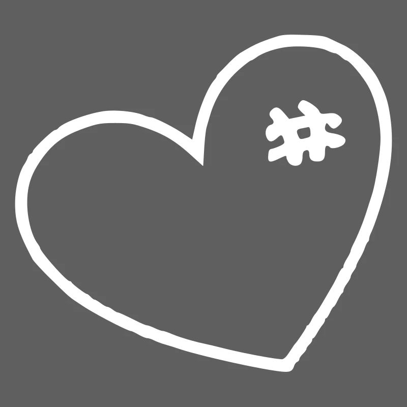 Coeur blanc avec points de suture