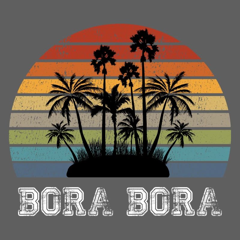 Bora Bora Vintage Design mit Palmen / Geschenk