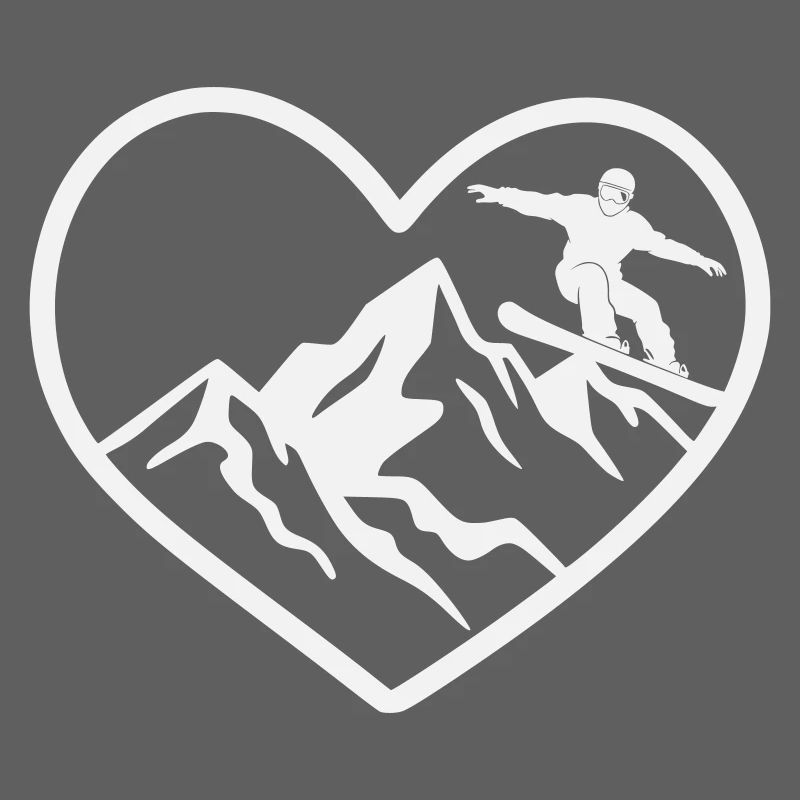 Herz, Berge und Snowboarder