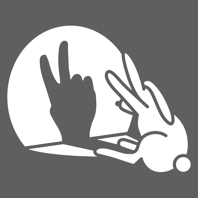 Funny rabbit hare shadow hand victory peace V sign