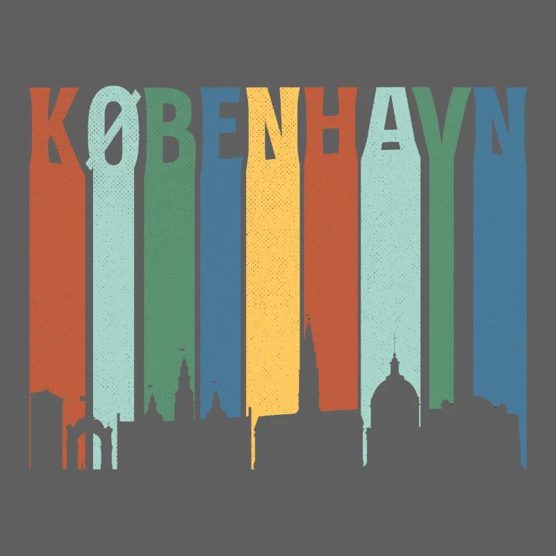 København Neon Skyline Pattern