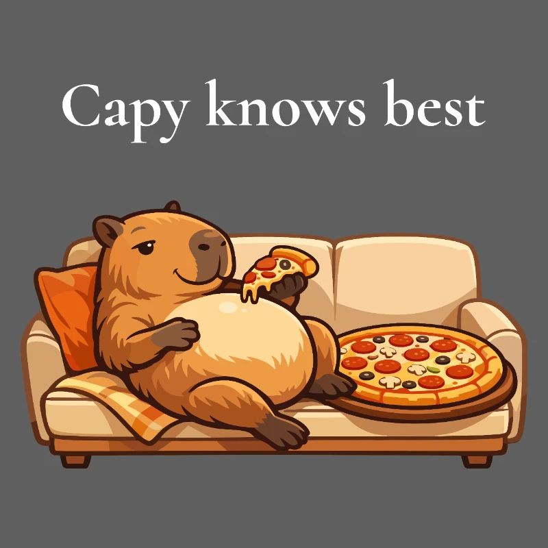 Capybara Mit Pizza Auf Sofa