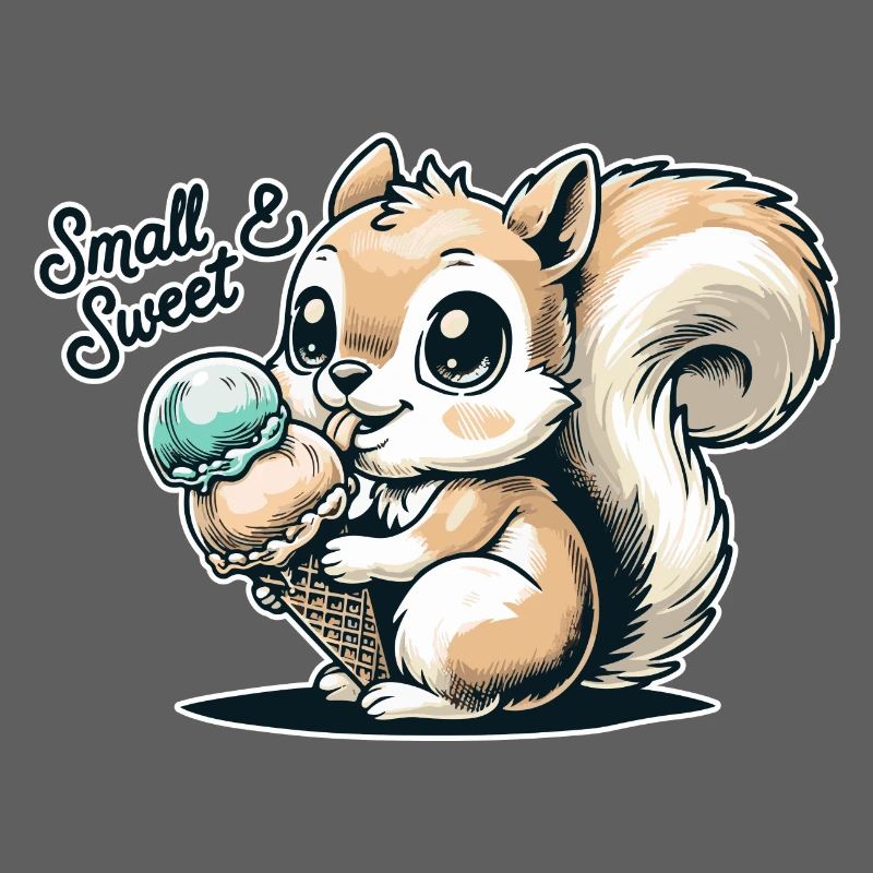 Niedliches Cartoon-Eichhörnchen mit Eiscreme