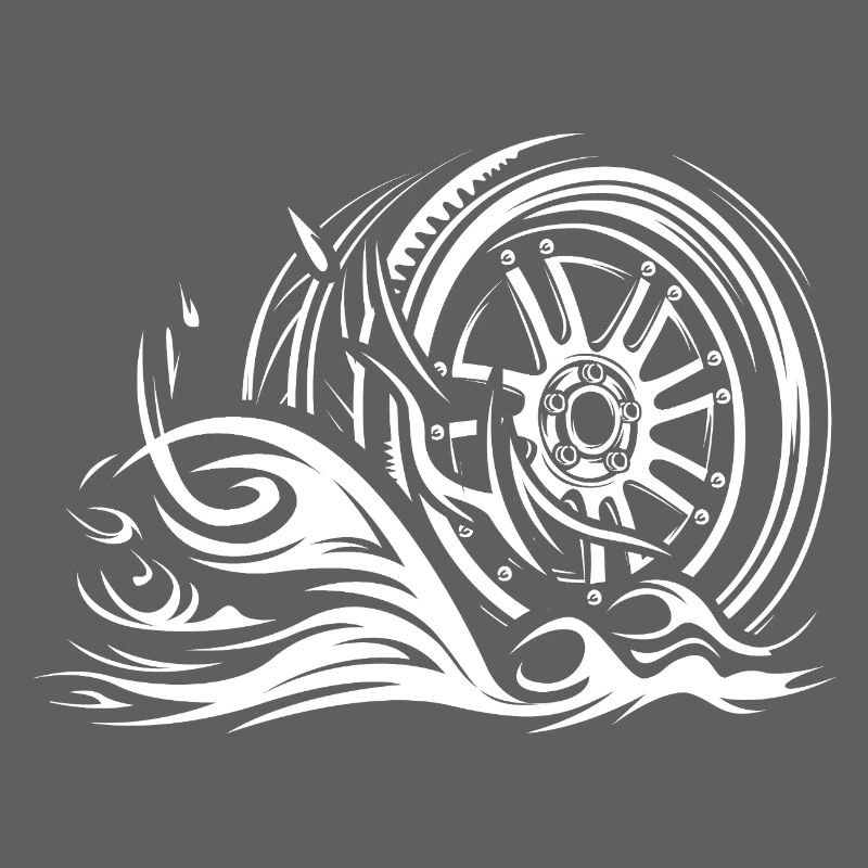 Racing Rim with Flames – Tribal Auto Design