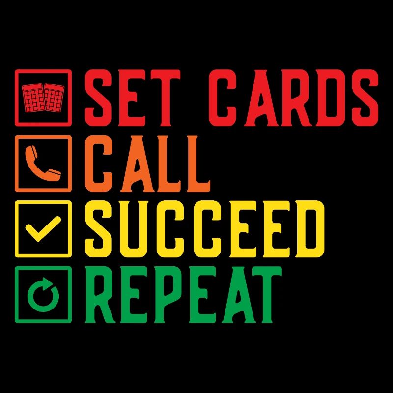 Bingo Game Set Cards Call Succeed Repeat Bingo