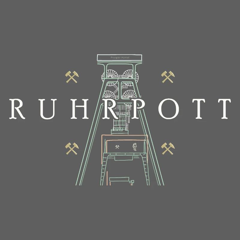 Ruhrpott, dessin à la main de la tour de la mine Prosper-Haniel