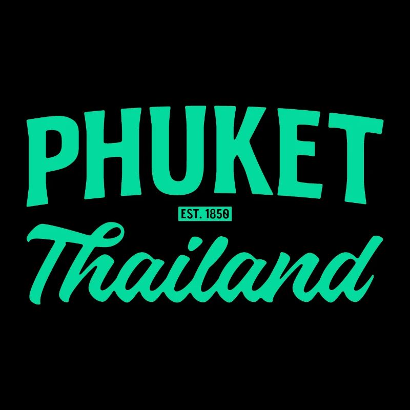 Phuket Thailand Teal Script