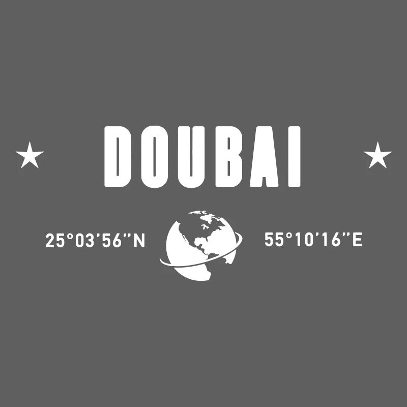 Dubai UAE Coordinates Planet Earth White