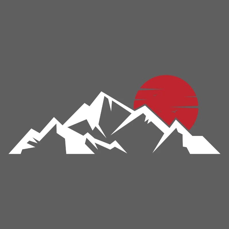 Crimson Sun Over Snowy Peaks