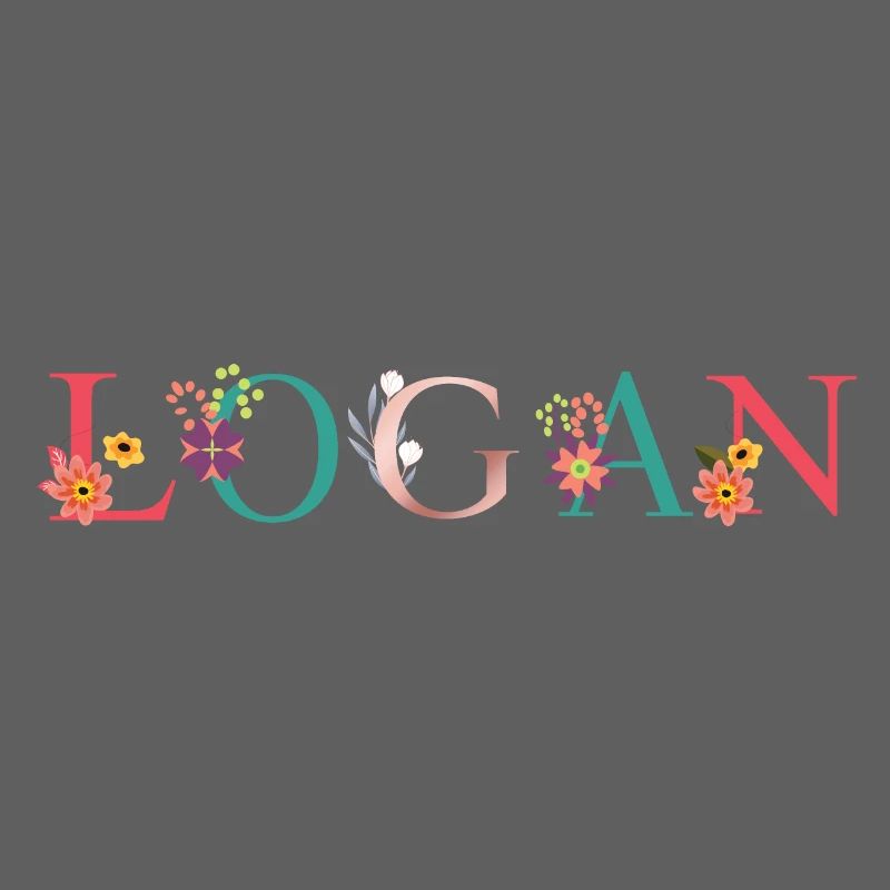LOGAN Art du nom avec fleurs brodées