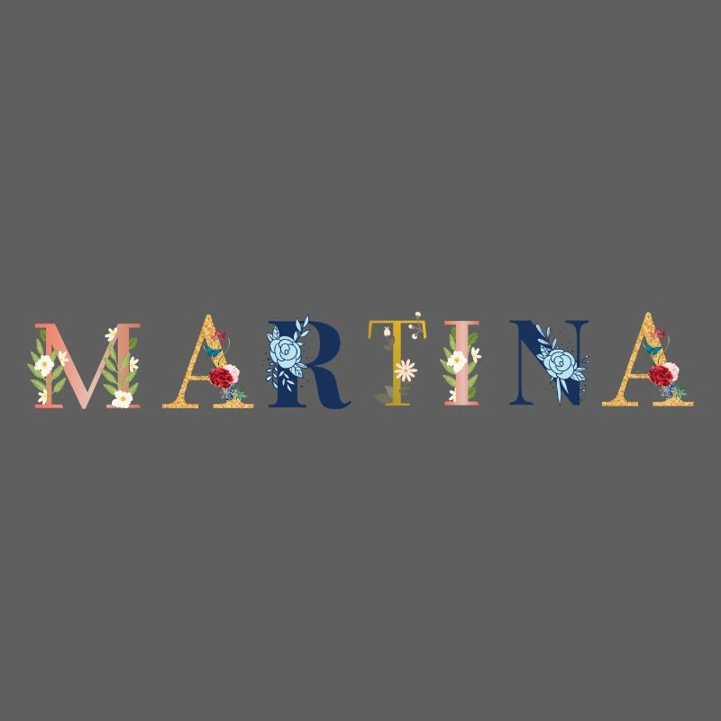 MARTINA Art du nom avec des fleurs brodées