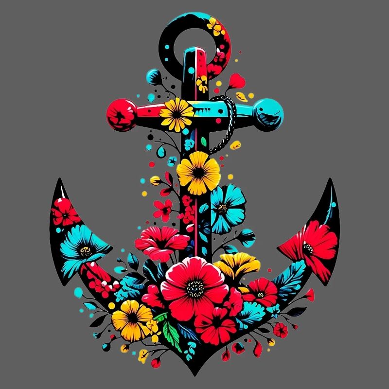 Ein Anker mit Blumen