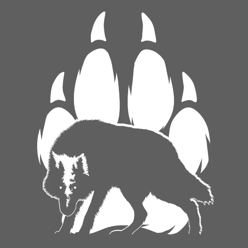 Wolf silhouette and paw