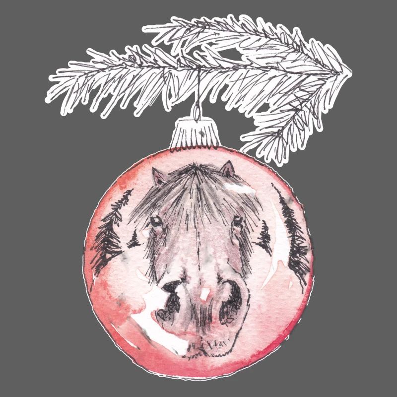 Weihnachtskugel Merry Christmas rot Pferd