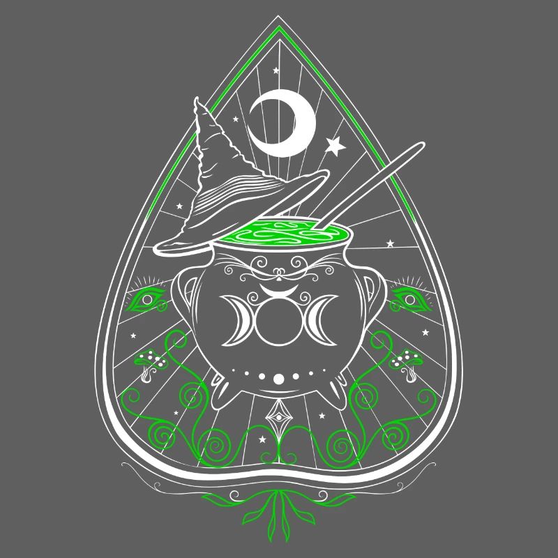 Sorcière Verte Planchette Chaudron Chapeau de Sorcière