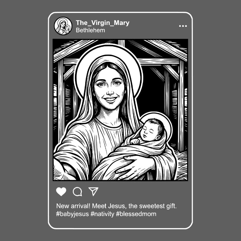 Virgin Mary New Arrival - Nativity Meme - Dark