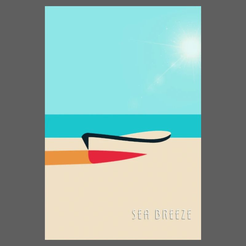 Bateau sur la plage – Affiche des vacances d’été