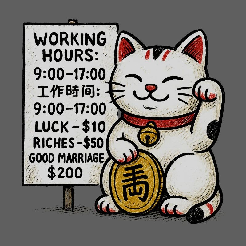 Lucky Cat Fortune Signboard