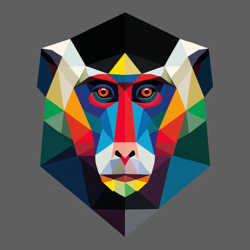 Geometric Monkey Head Art Print