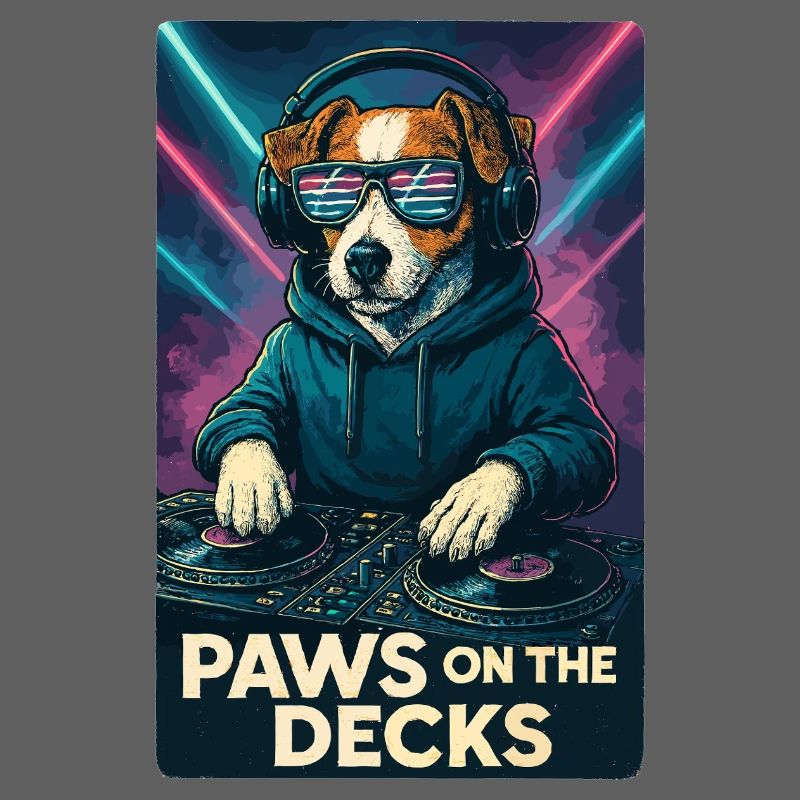 Jack Russell Terrier DJ Platines Paws Techno