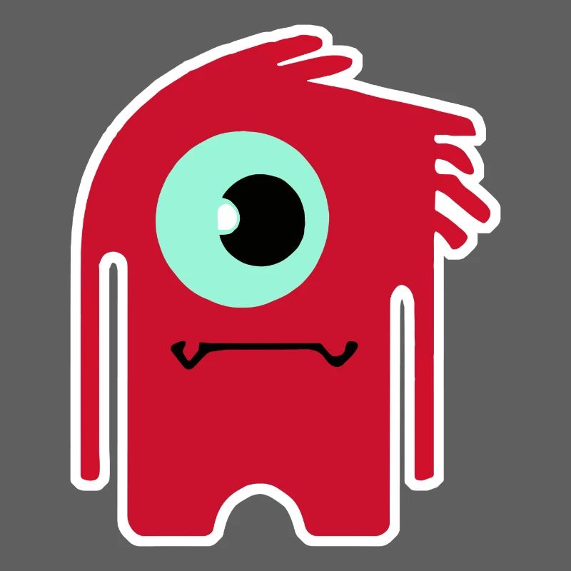 Rode Cycloop Monster | Grappige Chibi Alien