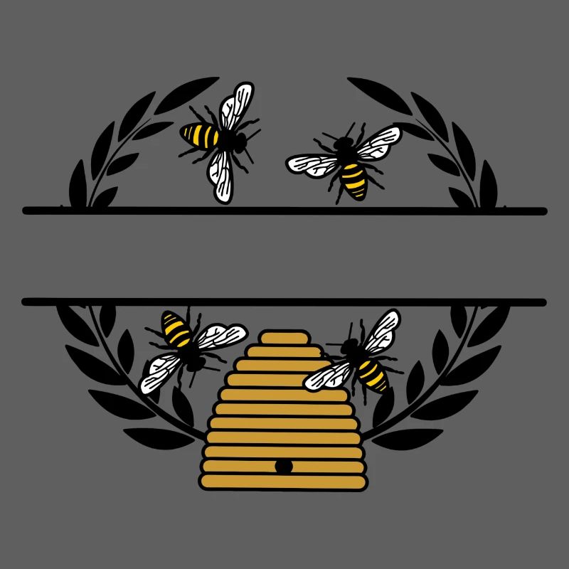 Bee banner with beehive