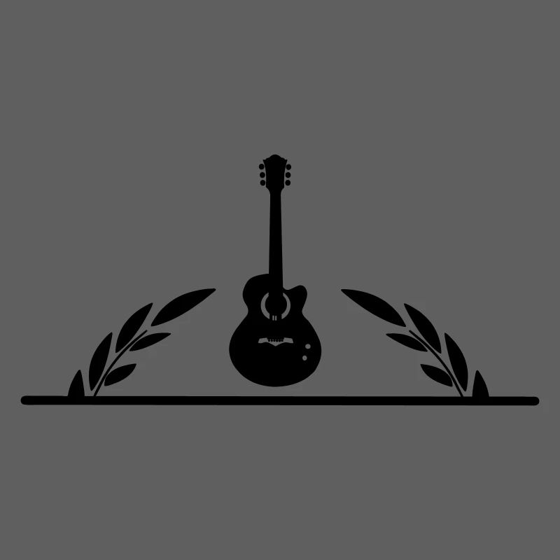 Guitar in half laurel wreath