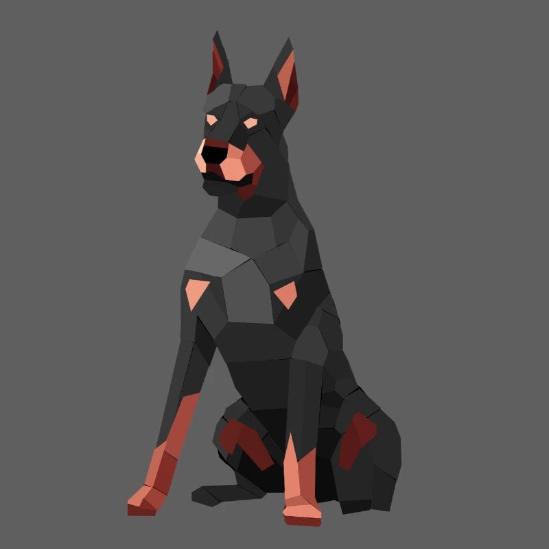 Moderner Dobermann – Low-Poly-Kunst