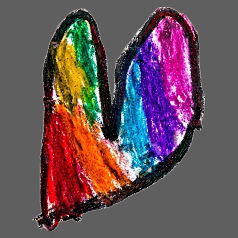 Rainbow Heart Doodle Art