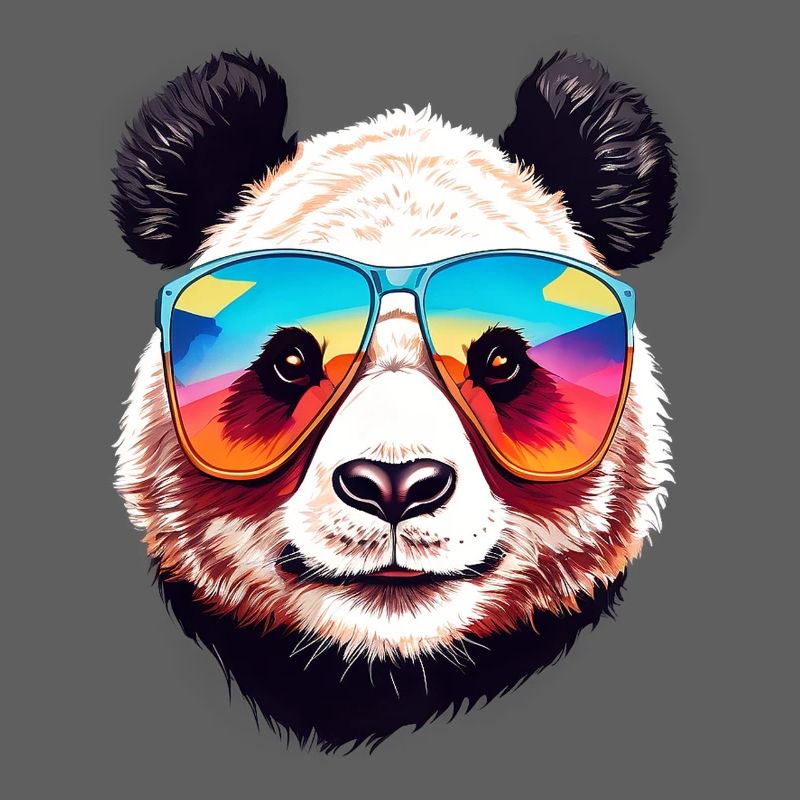 Cooler Panda Bär Kopf mit Sonnenbrille