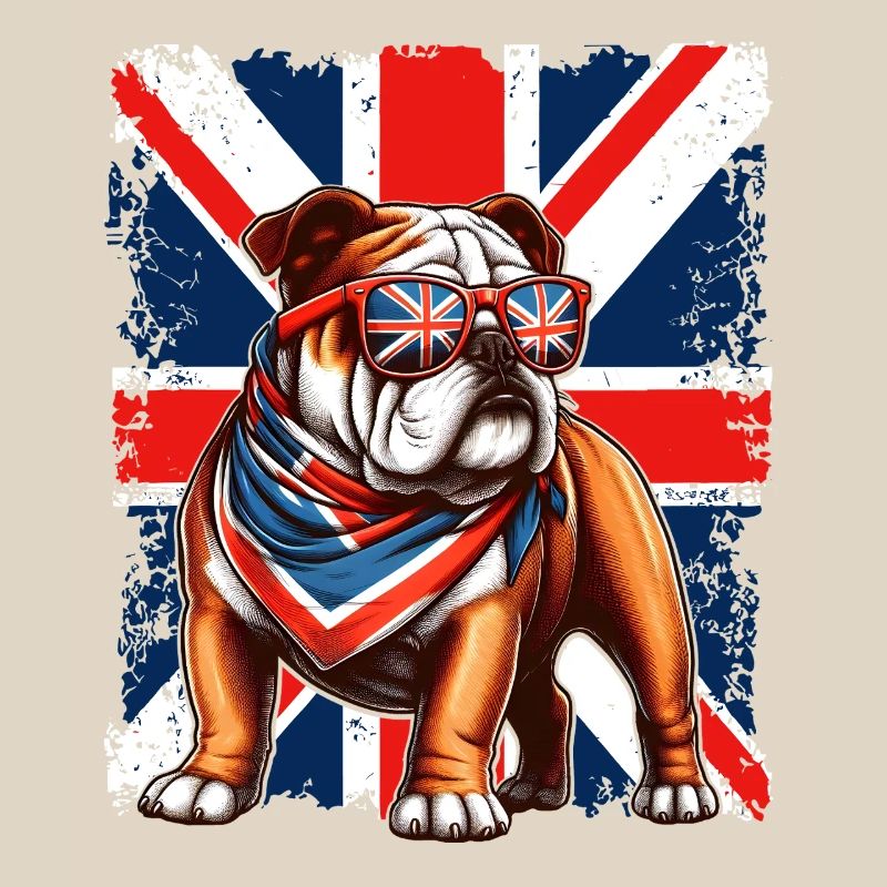 Bouledogue avec accessoires de drapeau britannique