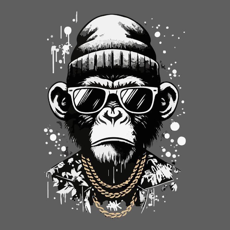 Cooler Affe mit Streetstyle und Chains