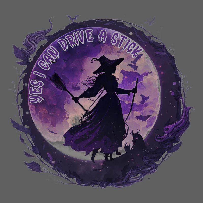 Moon Magic Witch Under Night Moon Halloween