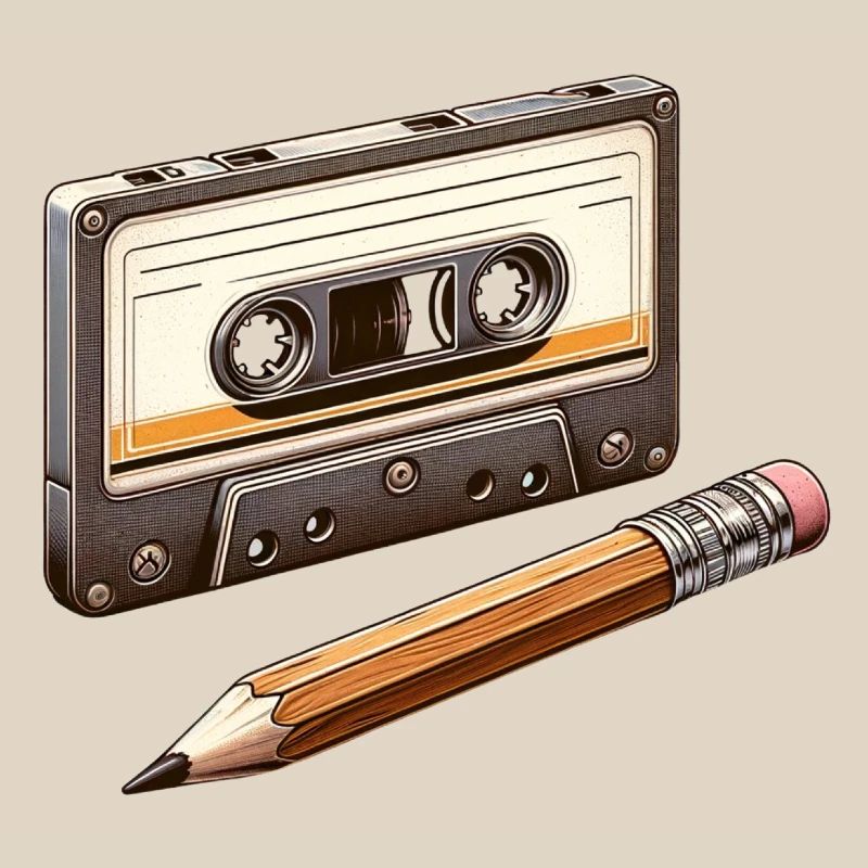 Cassette pencil 80s 90s memory gift
