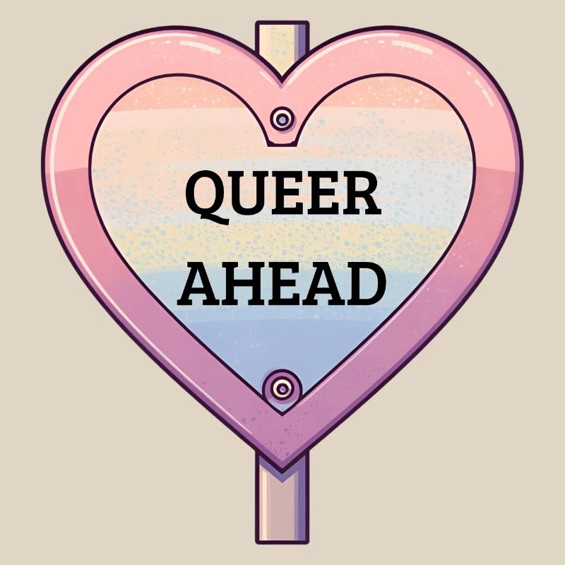 Queer Ahead – Pastel Rainbow Sign