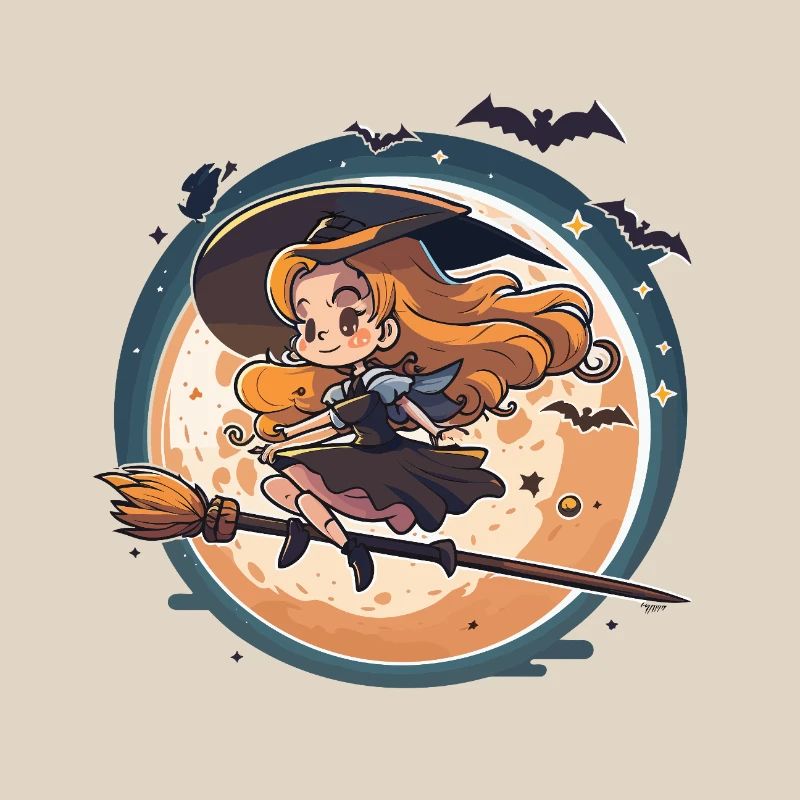 Moonlight Witch on Broom