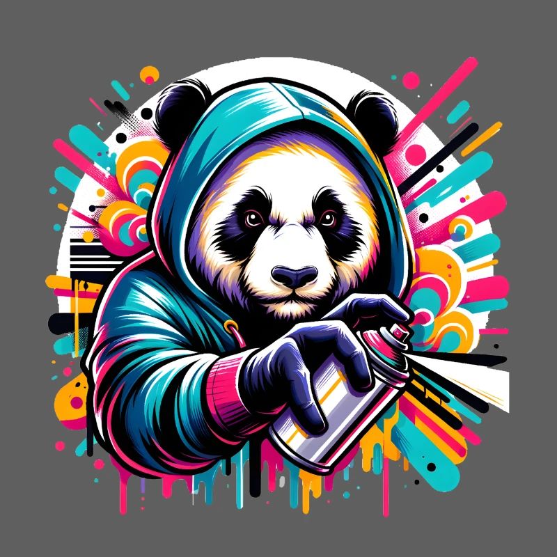 funny panda bear with graffiti and spray can